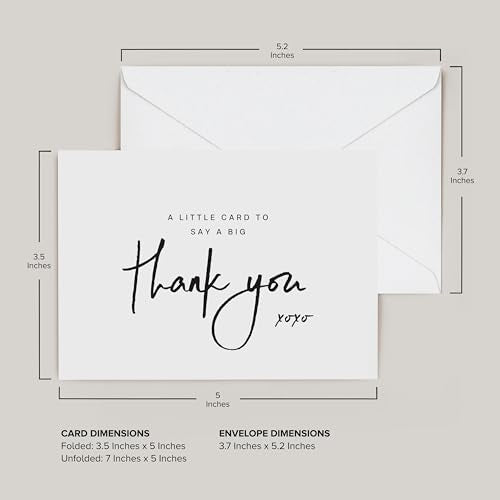 Blank Thank You Cards with Envelopes by ThreeKin - 25 Folded 3.5 x 5 Inch Cards for Weddings, Graduations, Baby Showers, Business & Birthdays - All Occasion Stationery Set, US Owned Business - style: Thank You