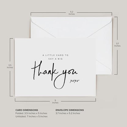 Blank Thank You Cards with Envelopes by ThreeKin - 25 Folded 3.5 x 5 Inch Cards for Weddings, Graduations, Baby Showers, Business & Birthdays - All Occasion Stationery Set, US Owned Business - style: Thank You