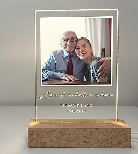 Custom Personalized Photo LED Picture Frame Sympathy Memorial In Loving Memory of Loved One Heaven Bereavement Remembrance Condolence Gifts for Loss of Mother Father Grandmother Grandfather Mom Dad