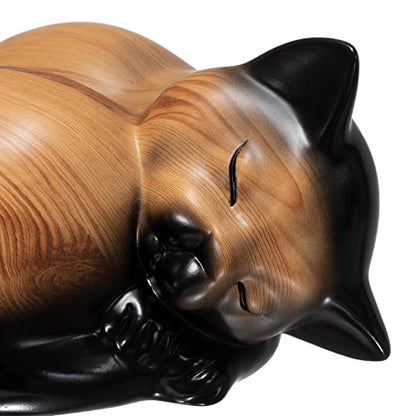 Pet Urns,Sleeping Resin Cremation Cat Urn, Cat Urns for Ashes, Small Animal Urn (Cream)… - color: Cream