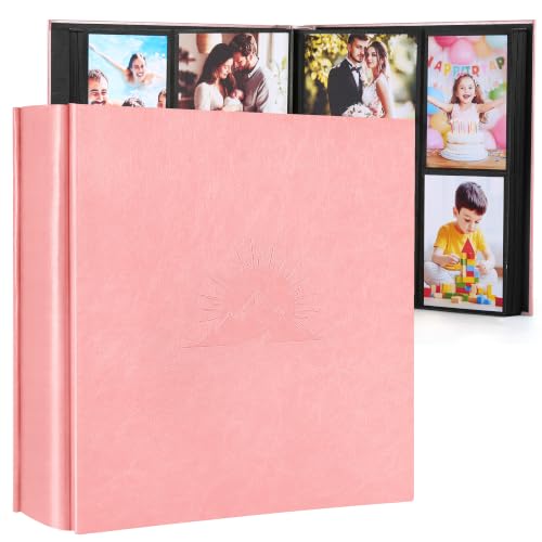 DazSpirit 4x6 Photo Album, 1000 Pockets, Leather Cover with Slip-In Pages | Elegant Embossed High-Capacity Memory Book for Weddings, Baby Milestones, Travel, Anniversaries and Family, Pink - color: Pink, size: 1000 Pockets