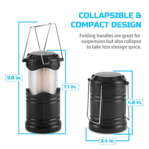 Lichamp 4 Pack LED Camping Lanterns, Collapsible Flameless Candles Tea Lights, Portable Battery Powered Camping Lights Emergency Supplies Kit, Black - color: Black