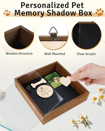 Pet Memorial Gift Shadow Box, 8.6'' Dog Memory Sympathy Gift - color: Brown 8.6x8.6in memorial box