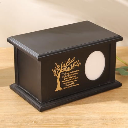 Wooden Urns for Human Ashes - Wood Cremation Urns Adult for Funeral, Burial or Home - Urns for Ashes Men Women - Decorative Urn for Ashes Male Female (Black Tree of Life, with Frame)