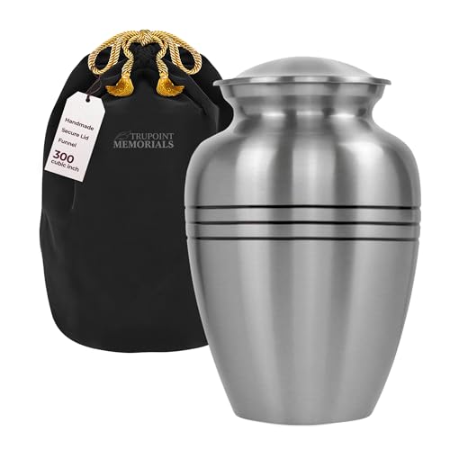 Trupoint Memorials Cremation Urns for Human Ashes, Funeral Memorial Urn for Male and Female, Decorative Burial Metal Urn Collection for Adult Men & Women - Silver, XL (300 LB) - color: Silver Lining, size: Extra Large