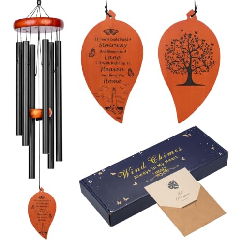 32" Sympathy Memorial Wind Chimes, Windchimes in Memory of A Loved One - color: Black 32 Lighthouse