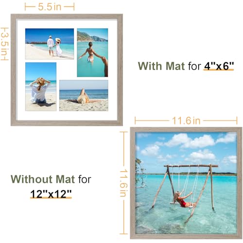 Vittanly 12x12 Collage Picture Frame, Displays 4Pcs 4x6 Photos, Light Taupe - color: Light Taupe, size: 12x12