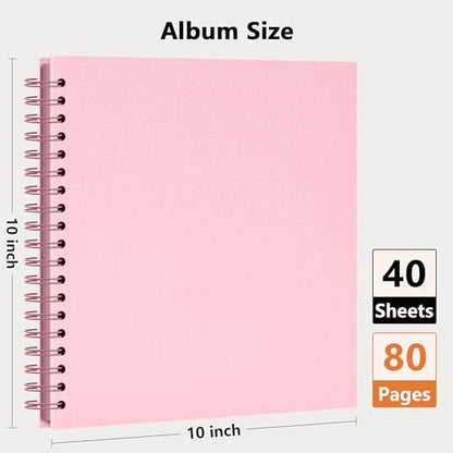 Vienrose Scrapbook Album,80 Pages,10x10 Inch,Candy Pink | Blank Thick Kraft Paper,DIY Scrapbooking Supplies – Wedding,Travel,Family,Baby,Holiday Gifts - color: Pink, size: 10×10 Inch 80 Pages