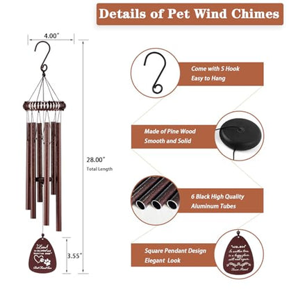 VENBEEL 28" Dog Memorial Wind Chimes, Dog Memorial Gifts, Loss of Pet Sympathy Passing Away Bereavement Remembrance Gift - color: F-wreath-gold