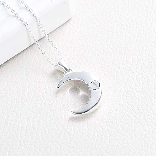 Imrsanl Cremation Jewelry for Ashes Moon Urn Necklace Stainless Steel Memorial Lockets Keepsakes Jewelry for Ashes Pendant - Fill kit - color: Sterling Silver