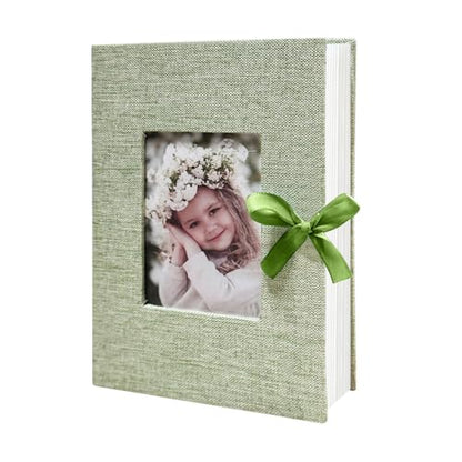 Photo Album 4x6 100 Pockets, Slip-in Picture Albums, Linen Cover Top Loader Vertical Pockets Albums for Baby, Kids Boy Girls, Wedding, Family, Anniversary, Grass Green - color: Grass Green, size: 100 Pockets white Bandage