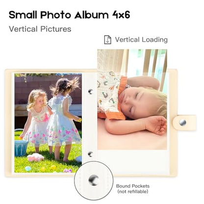 Ruibytree 2 Pack Small Photo Albums 4x6 Pictures, 104 Photos Total, Beige - color: Beige