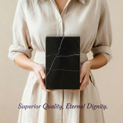 AspenStudio Genuine Marquina Marble Urn for Human Adult Cremation Ashes urn by Aspen Studio