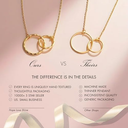 HOPE LOVE SHINE Sympathy Gift for Loss of a Loved One, “Beautiful Day in Heaven” Poem, Memorial Necklace 16+2” Gift ready - color: 14K Gold Vermeil