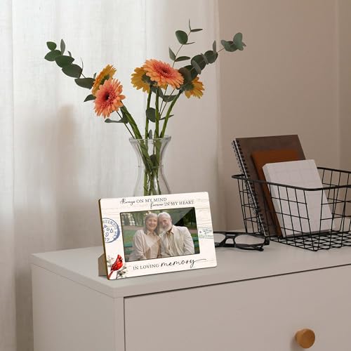 Cardinal Bird Memorial Picture Frame, Sympathy Gifts for Loss Of A Loved One, Christmas Bereavement Gifts, 4x6 Photo Frame for Condolences Keepsake, Home Office Desktop Decoration -001