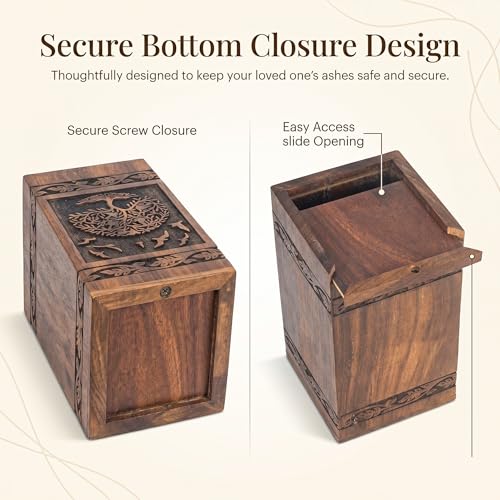 Wooden Cremation Urns Box for Human Ashes, Memorial Keepsake Boxes for Adults, Male/Female,Child, Pets Dog Cat Wood Burial Funeral Container (Peace Birds) Urn, Capacity (Large (180 lbs - 82 kg) - size: Large (180 lbs- 82 kg)