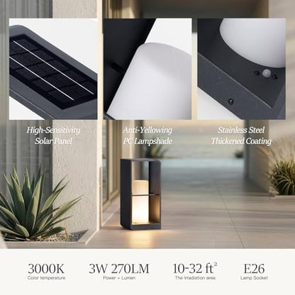 Modern Floor Lamp with Remote, Dusk to Dawn Outdoor Solar Lanterns - size: Medium-16.9"H