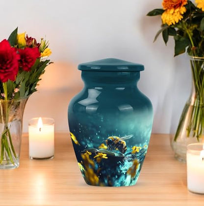 Bee Funeral Urns for Human Ashes Adult Female - Cremation for Men Ashes - Small Keepsake Urn for Women - Mini Human Urns - Burial Adult Urn for Male - 3 Inch - Pack of 1