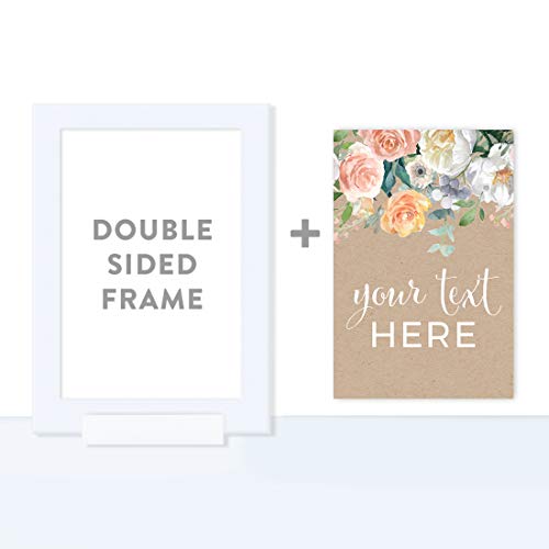 Andaz Press Peach Kraft Brown Rustic Floral Garden Party Wedding Collection Fully Personalized, Framed Party Signs, Your Text Here, 4x6-inch, 1-Pack, Includes Frame, Custom Made Any Text - color: Custom Fully Framed