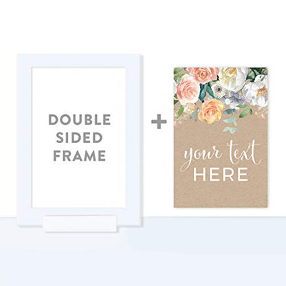 Andaz Press Peach Kraft Brown Rustic Floral Garden Party Wedding Collection Fully Personalized, Framed Party Signs, Your Text Here, 4x6-inch, 1-Pack, Includes Frame, Custom Made Any Text - color: Custom Fully Framed