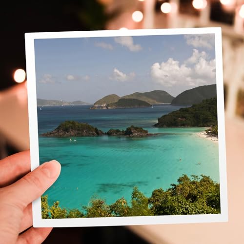 3dRose USVI, St John, Popular Trunk Bay - CA37 TDR0017 - Trish Drury 1 Greeting Card with envelope