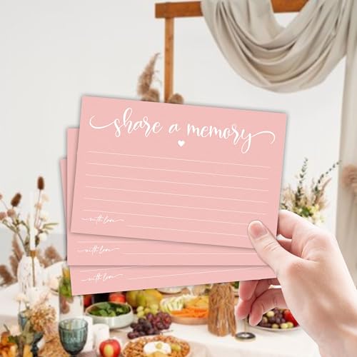 50 Pcs Share A Memory Cards - 4"x 6" Double Sided Fill，For Wedding, Anniversary, Graduation, Birthday, Retirement Party - Celebration Of Life Keepsake Cards（Pink）- A06 - color: Share A Memory(Pink)