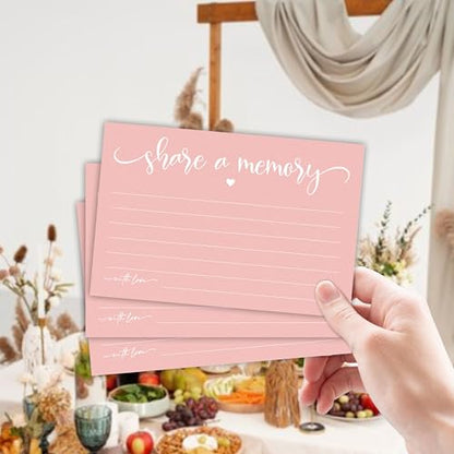 50 Pcs Share A Memory Cards - 4"x 6" Double Sided Fill，For Wedding, Anniversary, Graduation, Birthday, Retirement Party - Celebration Of Life Keepsake Cards（Pink）- A06 - color: Share A Memory(Pink)