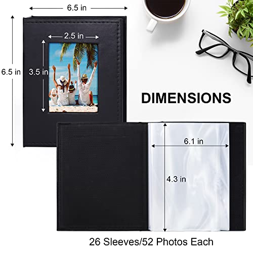 Vienrose Small Photo Album 4x6 Holds 52 Photos, 2 Pack Mini Leather Photo Album with Cover Window, Acid-Free Baby Picture Album for Wedding, Family, Travel & Gift Keepsake, Black - color: Black, size: 26 Pockets