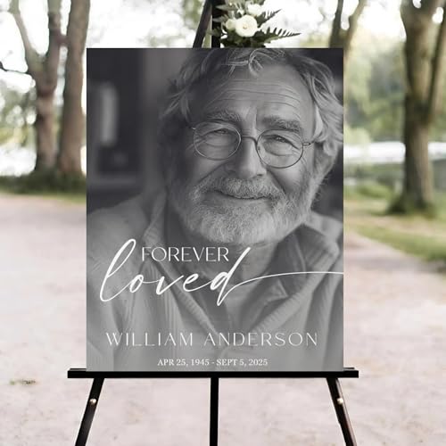 Funeral Welcome Sign, Celebration of Life Welcome Sign, Memorial Sign, in Loving Memory Sign, Celebration of Life Funeral Sign, Celebration of Life Sign, Memorial Sign with Photo #W3 - color: Version #12