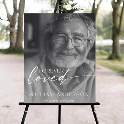 Funeral Welcome Sign, Celebration of Life Welcome Sign, Memorial Sign, in Loving Memory Sign, Celebration of Life Funeral Sign, Celebration of Life Sign, Memorial Sign with Photo #W3 - color: Version #12