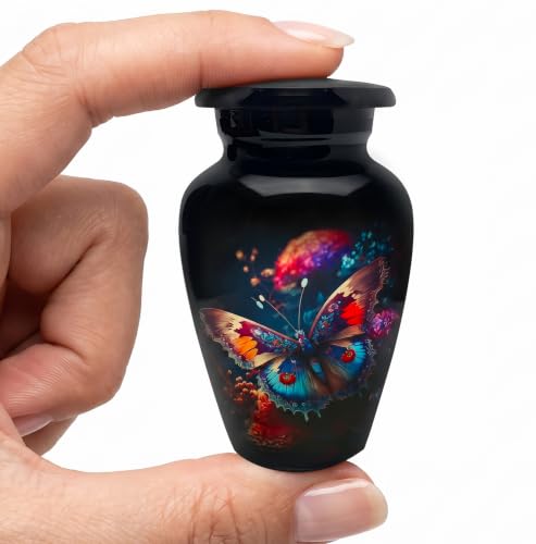 Butterfly Keepsake Urn for Human Ashes - Handmade Cremation Urns - Adult Burial Urn - Small Urn for Human Ashes - color: Butterfly Garden, size: 1 Small Keepsake