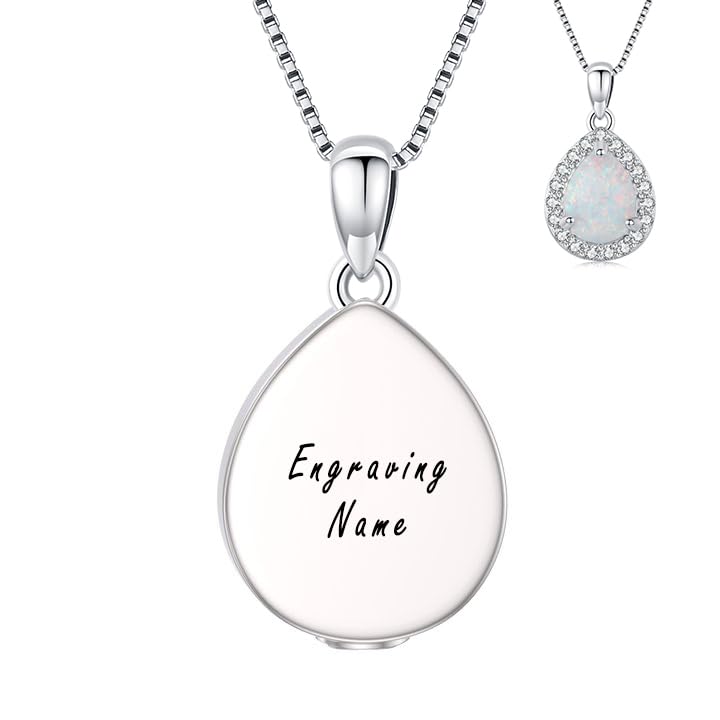 Urn necklace for Ashes 925 Sterling Silver Opal/Turquoise/Moonstone/Moss agate Pendant Cremation Memory Jewelry Keepsake Gifts for Women - style: Custom