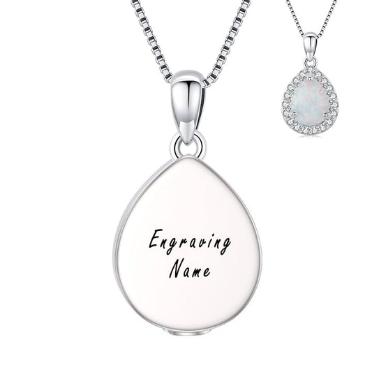 Urn necklace for Ashes 925 Sterling Silver Opal/Turquoise/Moonstone/Moss agate Pendant Cremation Memory Jewelry Keepsake Gifts for Women - style: Custom
