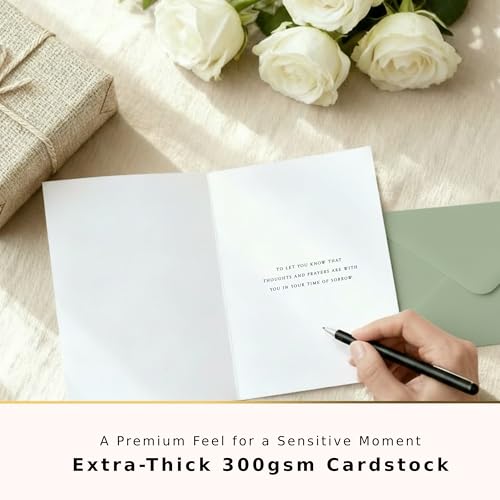 GardenCity Sympathy Card With Envelope, Deepest Sympathy - Our Thoughts and Prayers Are With You, Floral