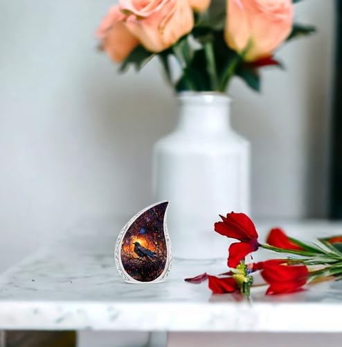 Raven's Mystical Roost - Teardrop Cremation Keepsakes for Ashes - Small Urn - Miniature Urns for Human Ashes - Burial Urns for Adult Human Ashes - Decorative Urn - Keepsake Urn, 3 Inch, 2Pcs - size: Keepsake-2
