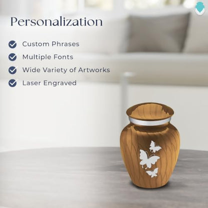 Keepsake Embrace Custom Engraved Butterflies Cremation Urn (Pearl Gold) - color: Pearl Gold