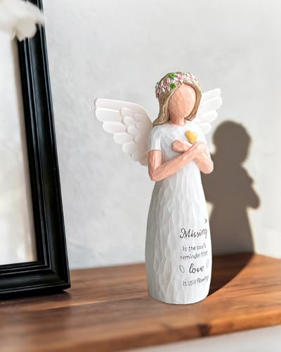 Sympathy Gifts for Loss of Loved One, 5.1” Remembrance Angel Figurines, Memorial Gifts for Loss of Mom Dad, Resin Sculpted Hand-Painted Figure Miscarriage Bereavement Gift