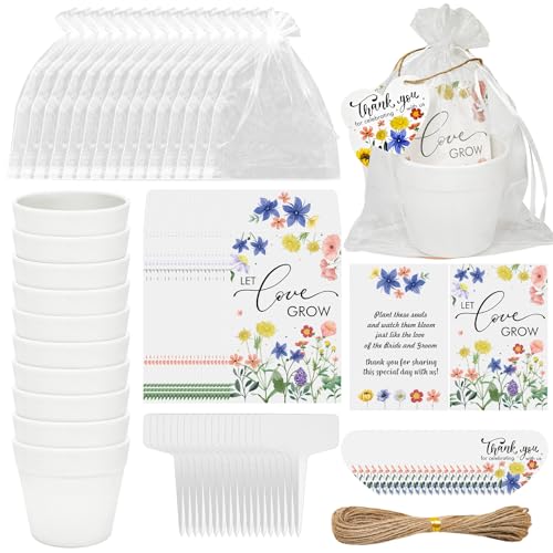 Cinrobiye 50 Sets Flower Wedding Favors Bulk, Rustic Floral Favor Kits with Mini Flower Pots, Seed Packet Bags (Seed Not Included), Bridal Shower & Garden Wedding Guest Gifts, Party Souvenirs & Decor - color: Wild Flower