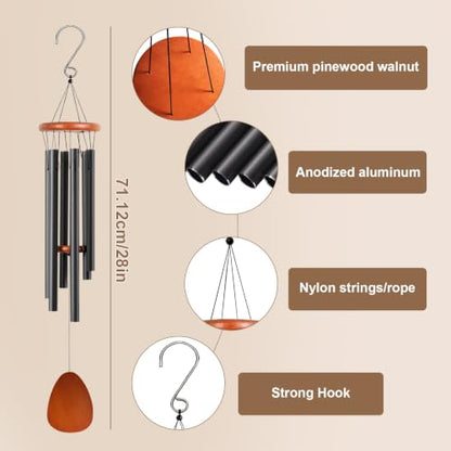 Wind Chimes for Outside,28'' Small Soothing Melodic Tones Windchimes - size: 28'' Teardrop Design