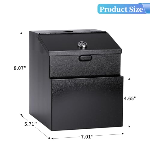 Suggestion Box with Slot and Lock, Wall Mounted Metal Voting Box, Donation Box, Cash Box with 4 Keys