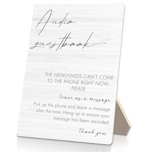 Audio Guestbook Sign, Wedding Guestbook Wooden Sign Stand 5x7inch, Message Audio Guest Book Wedding Sign Stand, Wedding Signs for Reception Table Decorations, Wedding Table Sign - color: Audio 02, size: 5x7inches