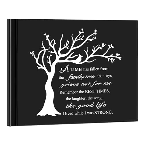 Fneral Guest Book Black Heart Tree Celebration of Life Guest Book Elegant 82 Pages Commemorative Book for Loss of Loved One Salute Book Memorial Service Album-A LIMB has Fallen from the Family Tree - style: Tree