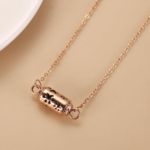 Pet Cremation Jewelry Stainless Steel Paw Print Tube Urn Necklace For Cat Dog Ashes Necklace For Women Keepsake With Filling Kits - color: Rose Gold Necklace