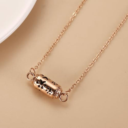 Pet Cremation Jewelry Stainless Steel Paw Print Tube Urn Necklace For Cat Dog Ashes Necklace For Women Keepsake With Filling Kits - color: Rose Gold Necklace
