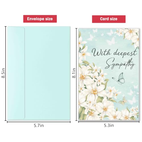 Sympathy Card with Printed Message Inside, Condolence Card for Loss of Loved One, Heartfelt Thinking of You Cards, Bereavement Gift for Family Friend Coworker - color: Deepest Sympathy