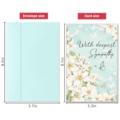 Sympathy Card with Printed Message Inside, Condolence Card for Loss of Loved One, Heartfelt Thinking of You Cards, Bereavement Gift for Family Friend Coworker - color: Deepest Sympathy