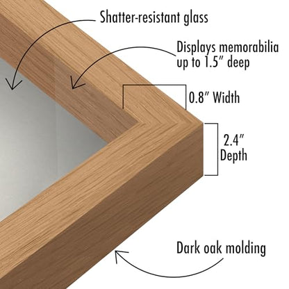 Americanflat 11x11 Shadow Box Frame with Shatter-Resistant Glass - Silhouette Collection - Large Shadow Box Display Case for Tabletop and Wall Display - Dark Oak with Soft Felt Back | Shatter-resistant glass, 1.5 inch interior depth, displays keepsakes, m