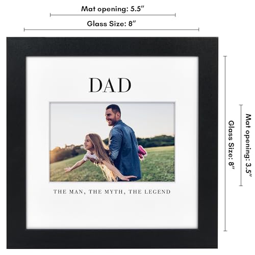 Americanflat Dad Picture Frame - Use as 4x6 Frame with 3 Interchangeable Mats or Display 8x8 Photos without Mat - Signature Collection - Black - size: 8x8, style: Dad Picture Frame