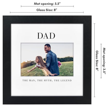 Americanflat Dad Picture Frame - Use as 4x6 Frame with 3 Interchangeable Mats or Display 8x8 Photos without Mat - Signature Collection - Black - size: 8x8, style: Dad Picture Frame