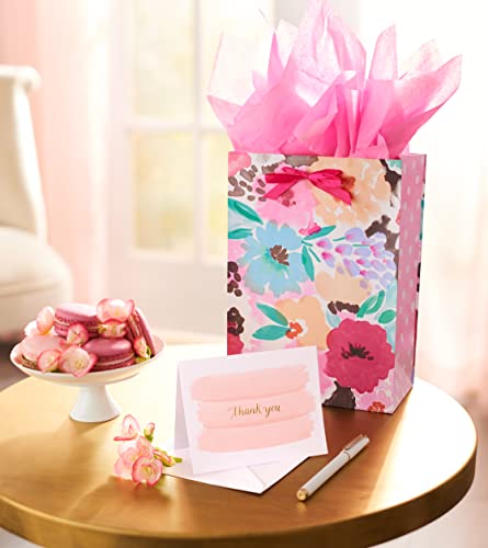 American Greetings 50-Count Blank Thank You Note Cards, Pink Watercolor Brushstroke Design